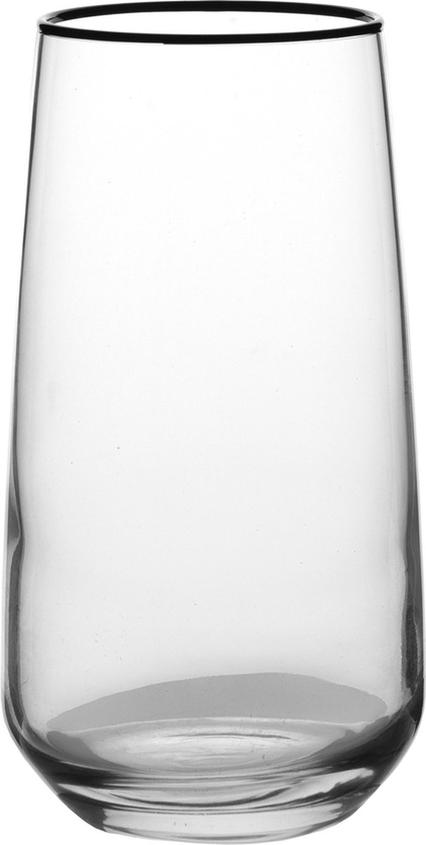 Florina Sevilla 6 exclusieve long drink glazen met zwarte onyx rand - 480ml - Longdrink glas - Premium glazen