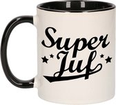 Tasse / mug cadeau Super enseignant - noir avec blanc - 300 ml en céramique - tasses noires