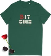 T Shirt Heren - T Shirt Dames - Bitcoin - Groen - Maat S