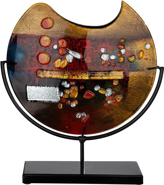 Decoratie vaas - parels glasfusion - 38 cm hoog - warme kleuren
