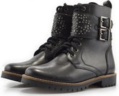 Vippy's Stoere Veterboots - Zwart met riemjes - Maat 35