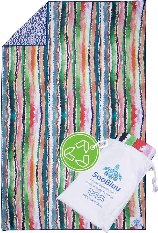 SooBluu - Sneldrogende microvezel handdoek strandlaken reishanddoek - Duurzaam gemaakt van gerecycled plastic (rPET) - dames en heren - compact zacht lichtgewicht dun badlaken - absorberend - zandvrij - 100x160 - bont