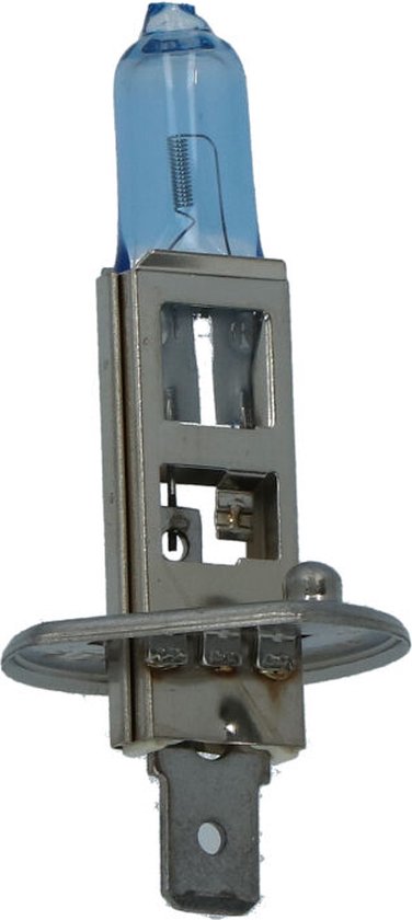 H1 'SUPERWHITE' autolamp met zilverkleurige fitting en blauwe gloeilamp. 12V-55W.