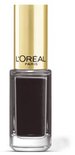L'Oréal Paris Color Riche Le Vernis Nagellak in de kleur 702 Black Swan. Donkere, effen kleur nagellak in een glazen flesje met gouden dop.