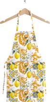 kerst - Keukenschort dames - keukenschort heren - fijn linnen - anti-transpirant, - verstelbaar - One size - Unisex - geel- keuken, schort