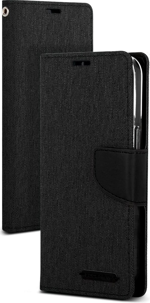 Bookcase Geschikt voor Apple iPhone 13 Pro Max - Zwart - Denim - Portemonnee hoesje