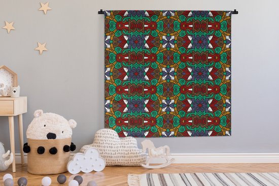 Tapisserie - Tapisserie - Afrique - Motifs - Abstrait - Vert - 150x150 cm - Tapisserie