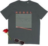 T Shirt Dames - T Shirt Heren - Unisex - Rebel - Korte Mouw - Grijs - Maat XXL