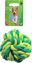 Boon hondenspeelgoed touwbal katoen groen/geel, 10 cm