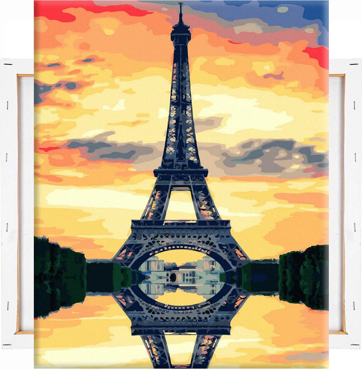 Schilderen Op Nummer Volwassenen DIY Paint By Number Compleet Hobby Pakket op Frame met Vernis - ®Arty Bee - Eiffeltower 40x50cm — afbeelding 9