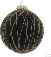 non-branded-kerstbal-lacie-8-cm-glas-zwart-goud