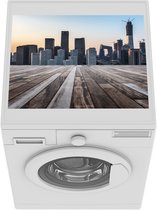 Wasmachine beschermer mat - Houten terras met uitzicht op Shanghai - Breedte 55 cm x hoogte 45 cm