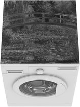Wasmachine beschermer mat - Brug over waterleliemeer in zwart-wit - Schilderij Claude Monet - Breedte 60 cm x hoogte 60 cm
