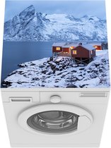 Wasmachine beschermer mat - Hutten op de Lofoten - Breedte 60 cm x hoogte 60 cm