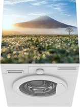 Wasmachine beschermer mat - Fuji berg vanuit een veld in Japan - Breedte 60 cm x hoogte 60 cm