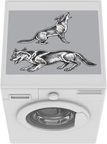 Wasmachine beschermer mat - Illustratie van twee coyotes - Breedte 55 cm x hoogte 45 cm