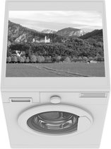 Wasmachine beschermer mat - De herfstbomen om het slot Neuschwanstein - zwart wit - Breedte 55 cm x hoogte 45 cm