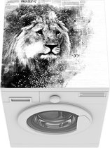 Wasmachine beschermer - Wasmachine mat - Leeuw - Krant - Zwart - Wit - 60x60 cm - Droger beschermer