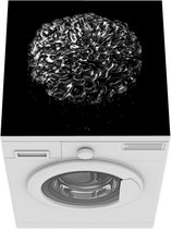 Wasmachine beschermer mat - Bloemen - Bladeren - Zwart - Wit - Breedte 60 cm x hoogte 60 cm