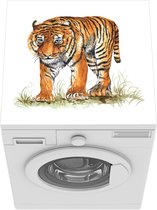 Wasmachine beschermer mat - Tijger - Ogen - Gras - Breedte 60 cm x hoogte 60 cm