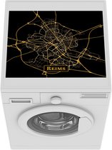 Wasmachine beschermer mat - Kaart - Reims - Frankrijk - Goud - Zwart - Breedte 55 cm x hoogte 45 cm