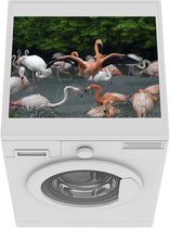 Wasmachine beschermer mat - Beierse flamingo vogels in de vijver - Breedte 55 cm x hoogte 45 cm