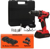 Kibani Accu Boormachine 18V - incl. 3 accu's 1300mAh - Inclusief boren en schroefbitset