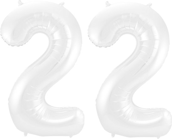 Folieballon 22 jaar metallic wit 86cm