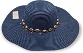 Antonio Elegante Zonnehoed Dames – Zomerse strand hoed met franjes - Blauw
