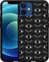 iPhone 12/12 Pro Hoesje Zwart I See You - Designed by Cazy