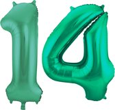 Folieballon 14 jaar metallic groen 86cm