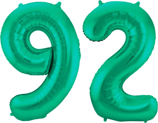 Folieballon 92 jaar metallic groen 86cm