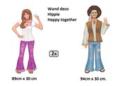 2x Wandeco Hippie man/vrouw - muurdecoratie thema feest happy together toppers festival party