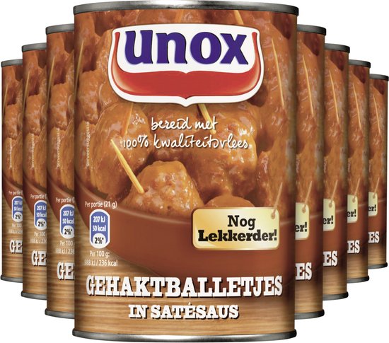 Unox Gehaktbal in Satesaus - 8x 420G - Voordeelverpakking
