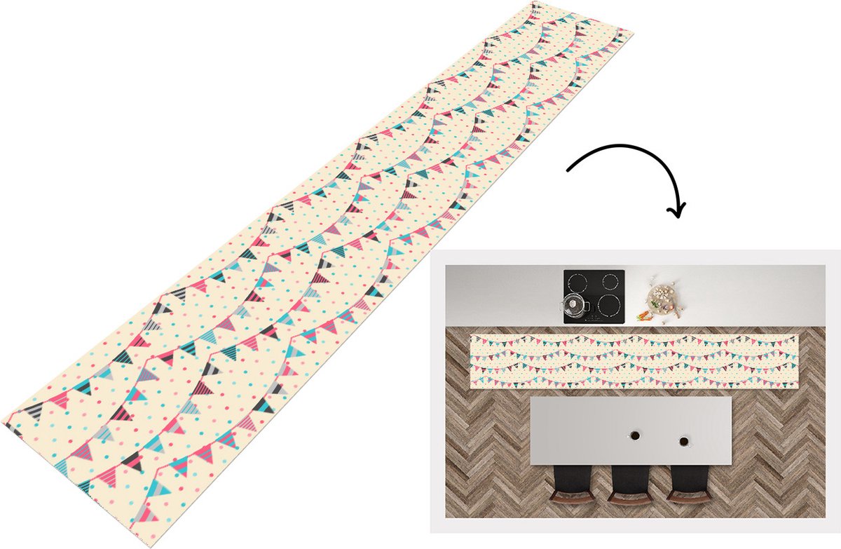 KitchenYeah Keukenloper - Keukenmat - Slingers - Patronen - Pastel - Keuken vloerkleed Multicolor