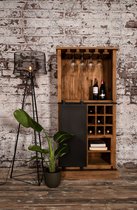 Wijnkast 84x40x177 cm teak en metaal