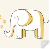 Muursticker Slapende Olifant Vierkant - Wanddecoratie - Kinderkamer - Babykamer