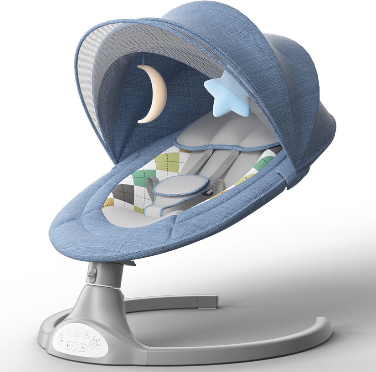 Bioby Elektrisch Wipstoel - Baby Schommelstoel - Elektrische Babyschommel - Babyswing - Wipstoeltjes voor Baby met Muggennet - Blauw