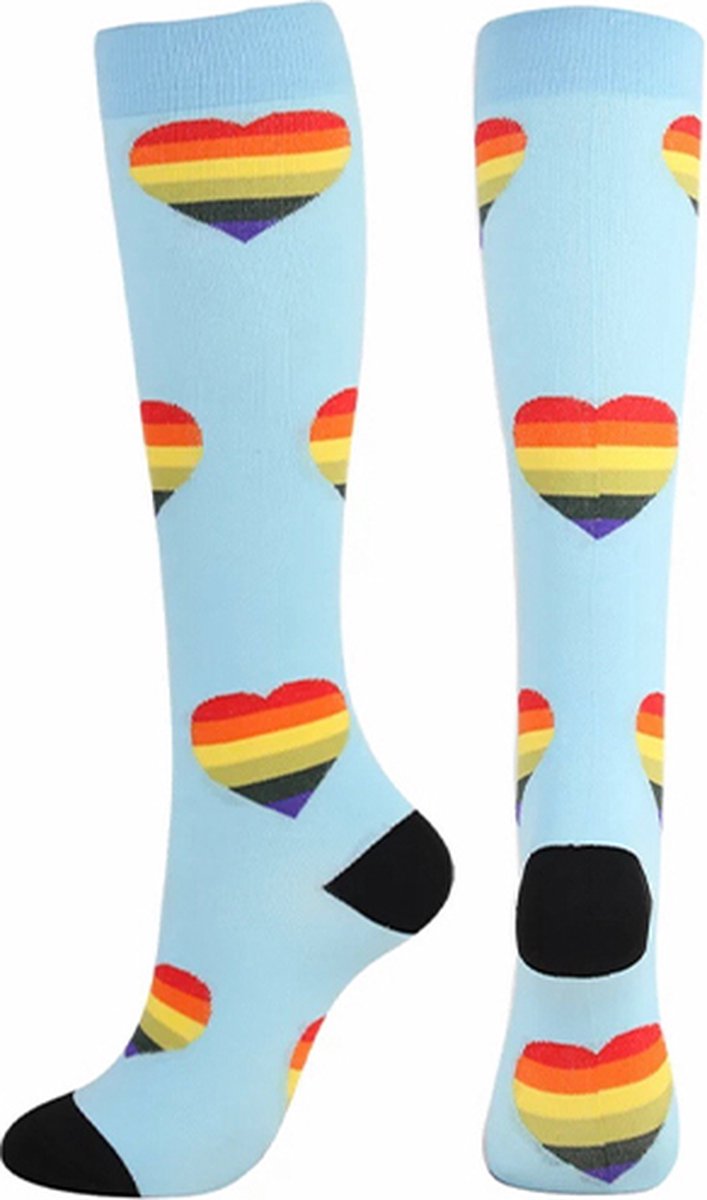 Happy Compressiesokken - Compressiekousen - Sokken - Maat: L/XL (40/43) - Regenboog