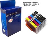 PGI-580 XXL + CLI-581 XL Multipack 5 stuks AtotZinkt Huismerk Voor Printers: TS705 / TR7550 / TR8550 / TS6150 / TS6151 / TS6250 / TS6251 / TS6350 / TS8150 / TS8151 / TS8152 / TS8250 / TS8251 / TS8252 / TS8350