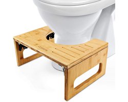 BUDDLEY Toiletkrukje Bamboe Inklapbaar - WC Krukje Opvouwbaar - Hout - Toilet Squat - Opstapkrukje - Opstapje voor Kinderen - WC Krukje Volwassenen…