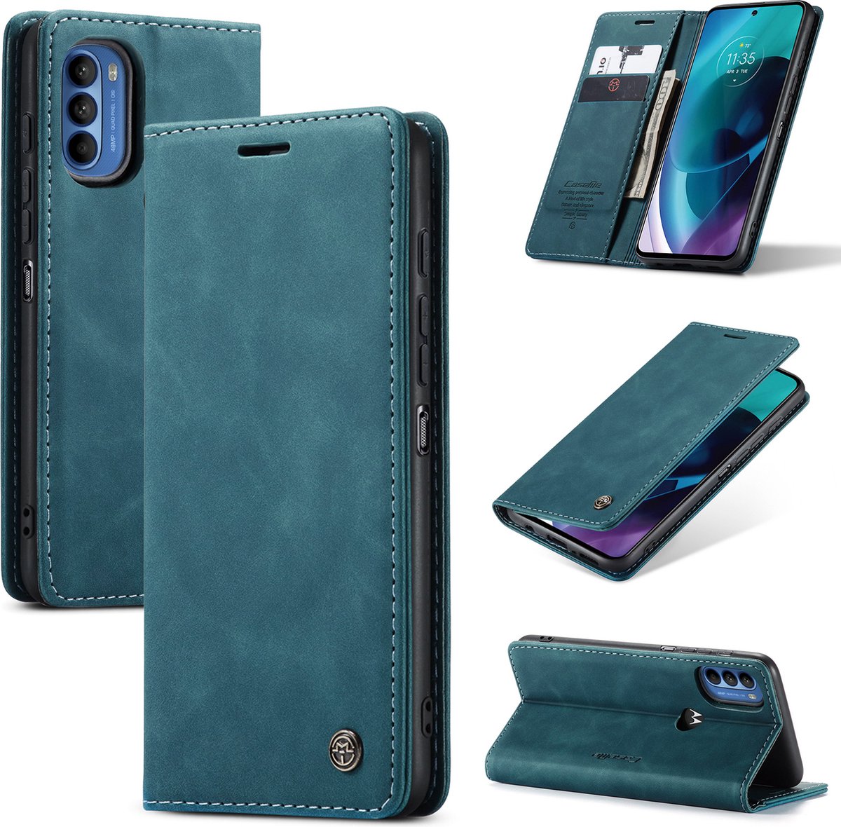 Motorola Moto G71 hoesje - Wallet Case - Blauw - Caseme