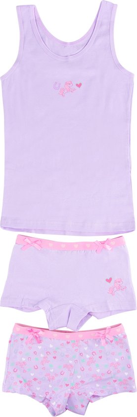 Funderwear meisjes setje - Horse - Katoenen Kinderondergoed - 98 - Lila