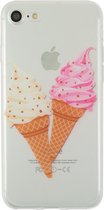 Peachy Softijs iPhone 7 8 SE 2020 SE 2022 TPU case hoesje - Roze Wit doorzichtig ijsje