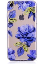 Peachy Doorzichtig Blauwe Bloemen iPhone 7 8 SE 2020 SE 2022 TPU hoesje - Blauw