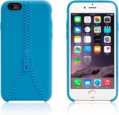 Peachy Stevig hoesje met imitatie rits iPhone 6 6s Blauwe silicone case