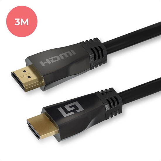 LifeGoods HDMI Kabel - 3M - 18Gbps - HDMI 2.1 - Ultra High Speed - 4K (120 Hz) en 8K (60 Hz) - Zwart