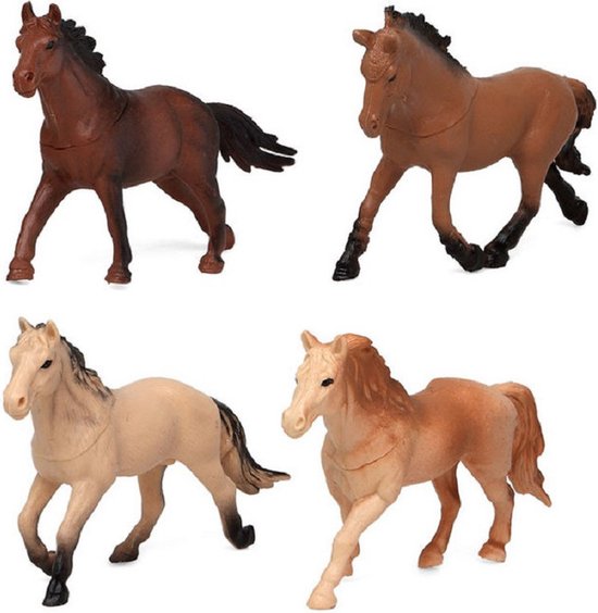 Speelgoed boerderij dieren paarden figuren 4x stuks van kunststof | bol.com