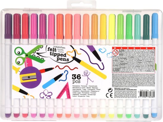36x morceaux de Feutres de différentes couleurs - marqueurs speelgoed colorés pour les enfants
