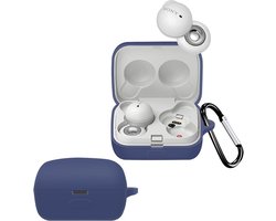 Somstyle Luxe Siliconen Hoesje Geschikt voor Sony Linkbuds WF-L900 - Draadloze Oortjes Soft Case - Donkerblauw